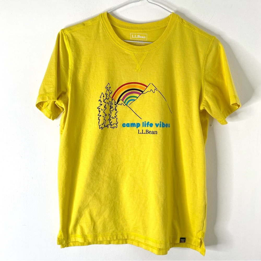 L.L. Bean Yellow Camp Life Vibes Graphic Crew Neck Tee